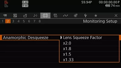 Sensor Mode Settings Menu 