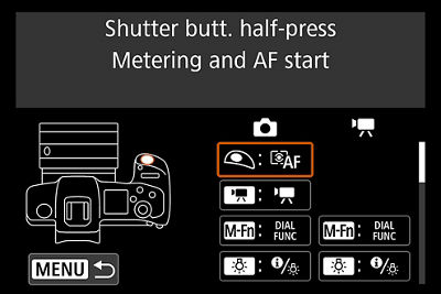 Shutter button half-press metering and AF start