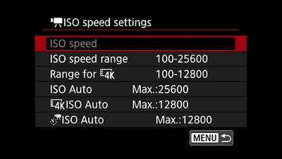 ISO speed settings