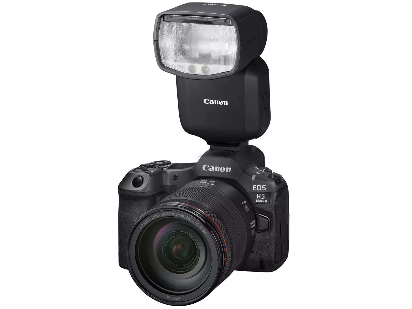 EOS R5 Mark II - 3 Quarter View with Flash