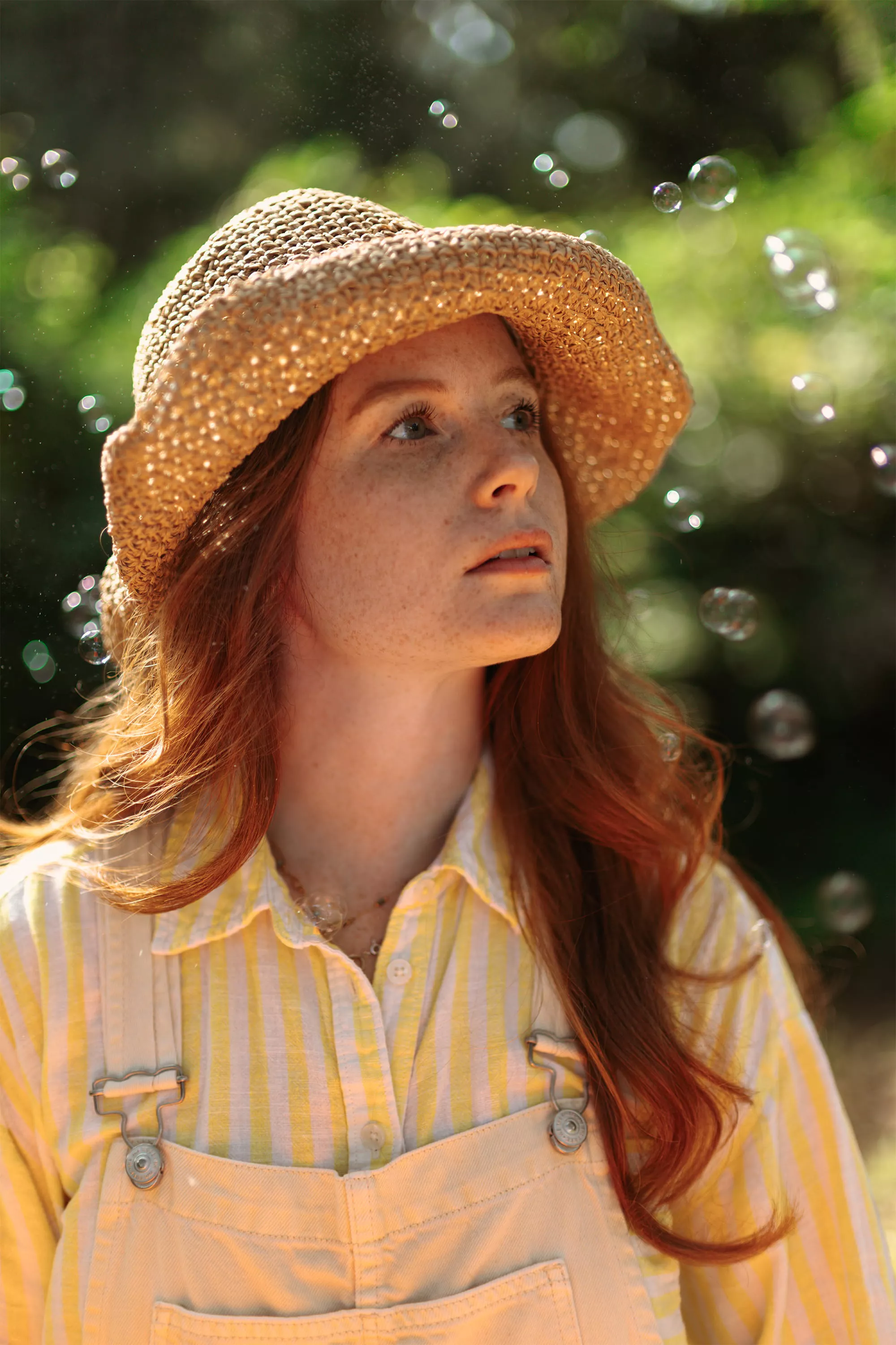 Person Looking at Bubbles