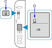 Figure shows Direct button (C) and button (D)