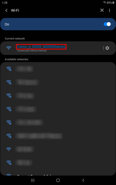 Example of printer's network listing