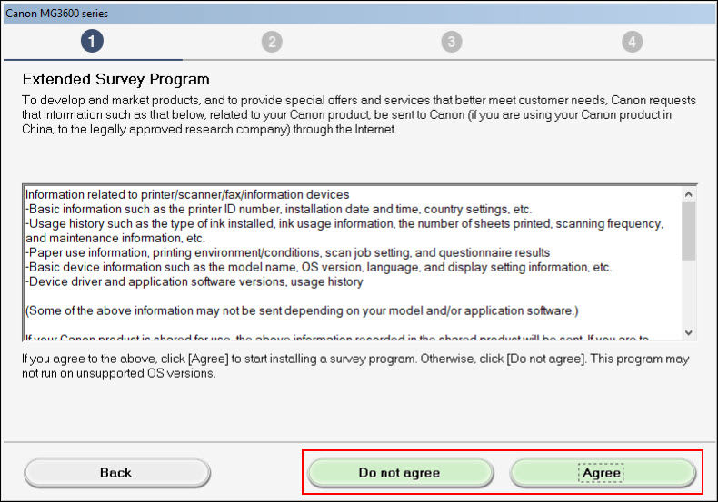 Select Agree or Do not agree (outlined in red)
