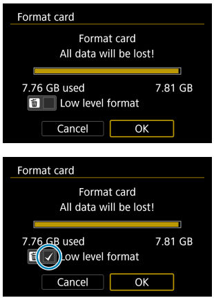 Formatting the card on the EOS RP