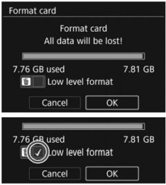 Formatting the card on the EOS 77D