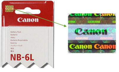 Canon's Genuine Security Labels (Battery pack)