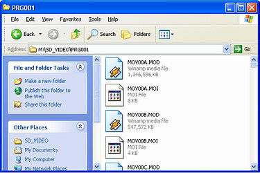 List of the directory and file structure of FS series camcorders
