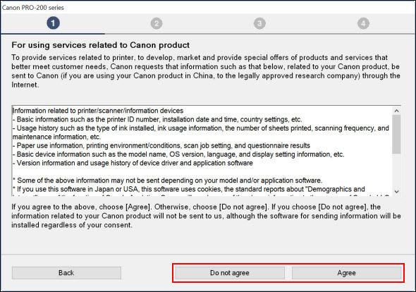 Click Agree or Do not agree (both outlined in red) to proceed