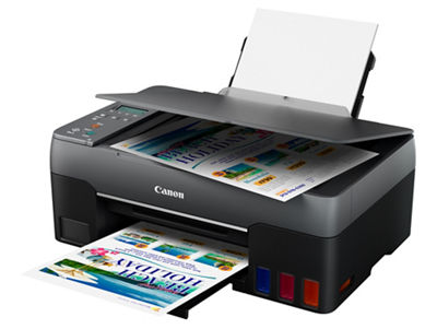 Canon PIXMA G2260 MegaTank Printer - Slant with paper