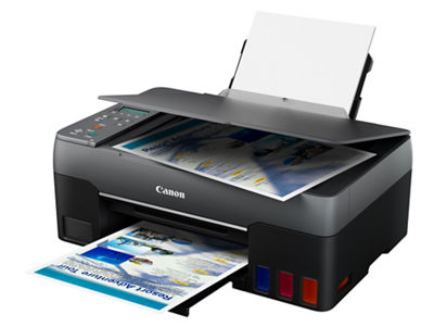 Canon PIXMA G3260 MegaTank Printer - Slant with paper