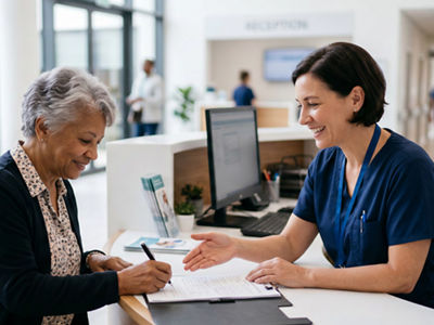 Nurse working with a patient