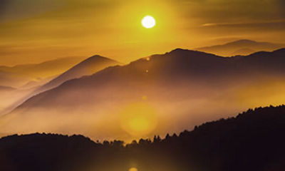 Sunset over a mountain range