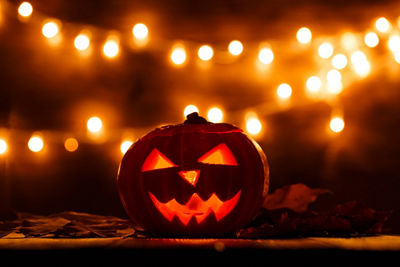 A Lit Jack-o-Lantern on Halloween