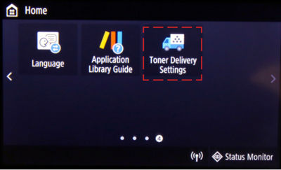 Homescreen 4 with Toner Delivery Settings button highlighted