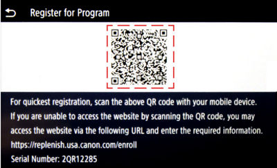 Register for program page with QR code to website 