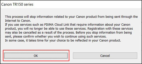 Click OK (outlined in red) to proceed