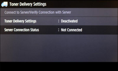 Toner delivery settings menu