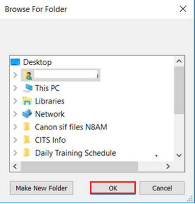 Selecting a Folder to Save Scan Data in IJ Scan Utility for Windows / Mac