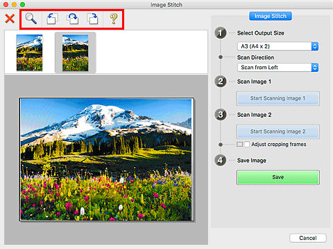 IJ Scan Utility - Image Stitch (Mac) - TS8020