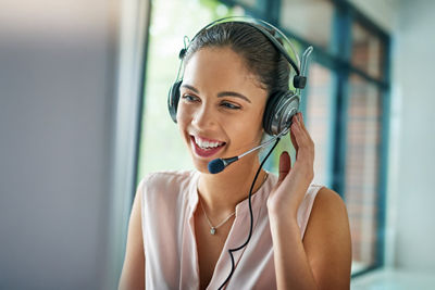 Person Talking into a Headset
