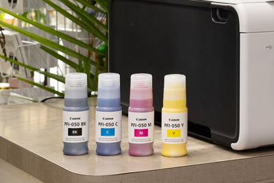 imagePROGRAF TC-21M - 3 Quarter Angle with Ink Bottles