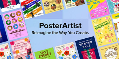 PosterArtist Logo Surronded by Posters