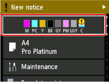 Checking Ink Status on the LCD - PRO-200