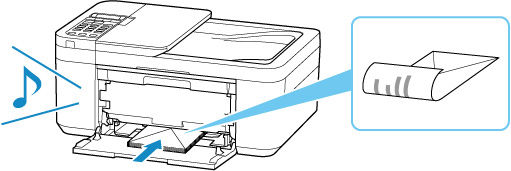 Insert the leading edge of envelopes until you hear a sound
