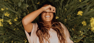 Girl laying in grass