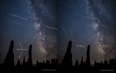 On Left: Plane Trails | On Right: Meteors