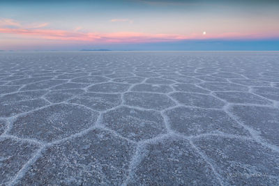 Bolivia Salt Flats with the Full Moon