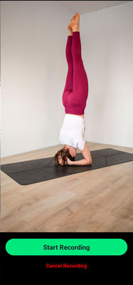 kokomo app camera view of woman doing yoga on mat