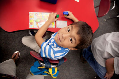Little boy playing with toys