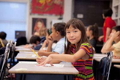 Little girl in school