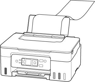 Hold long paper that protrudes from the rear tray to ensure that printing does not shift