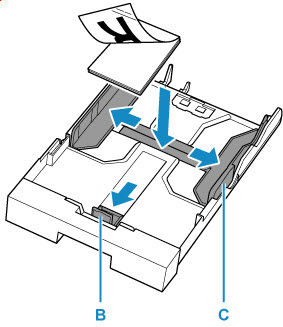 Load the paper stack in portrait orientation with the print side facing down