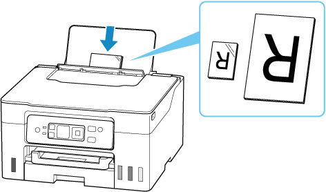 Load the paper stack in portrait orientation with the side to print on facing up