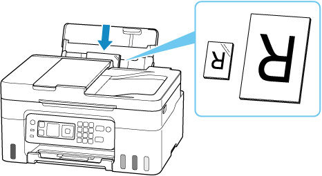 Load the paper stack in portrait orientation with the print side facing up