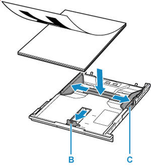 Load the stack of paper into the cassette with the side you will print on facing down