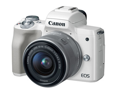 Canon EOS M50 - White with EF-M 15-45mm 3Q