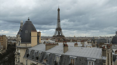 The Eiffel Tower and surrounding buildings