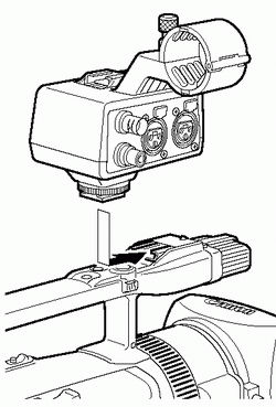 Fitting the MA-300 microphone adapter to supported camcorders Fitting the MA-300 microphone adapter to supported camcorders