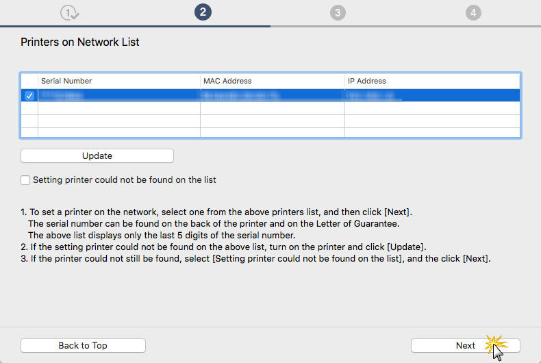 Setting up the Printer for use on a Wired LAN - Establishing connection ...
