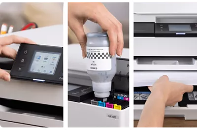 MAXIFY GX1020 - Person Doing Multiple Actions with the Printer