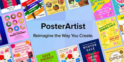 PosterArtist Logo Surronded by Posters