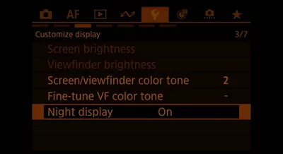 Camera Menu with Orange Filter