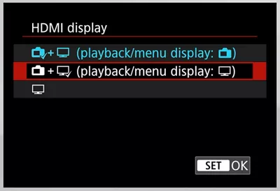 Camera Menu - HDMI Output