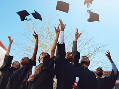 line of graduating students