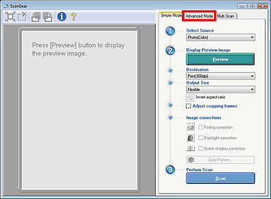 Using Advanced Mode to scan with the MX320 (Windows)